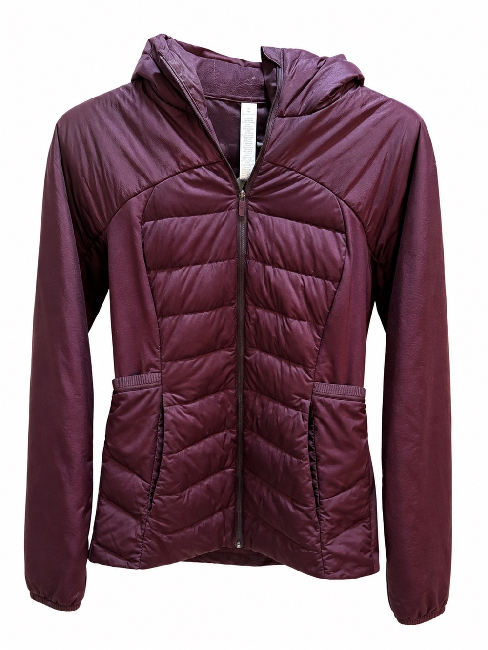 Women's bBurgundy Hooded Quilted Jacket